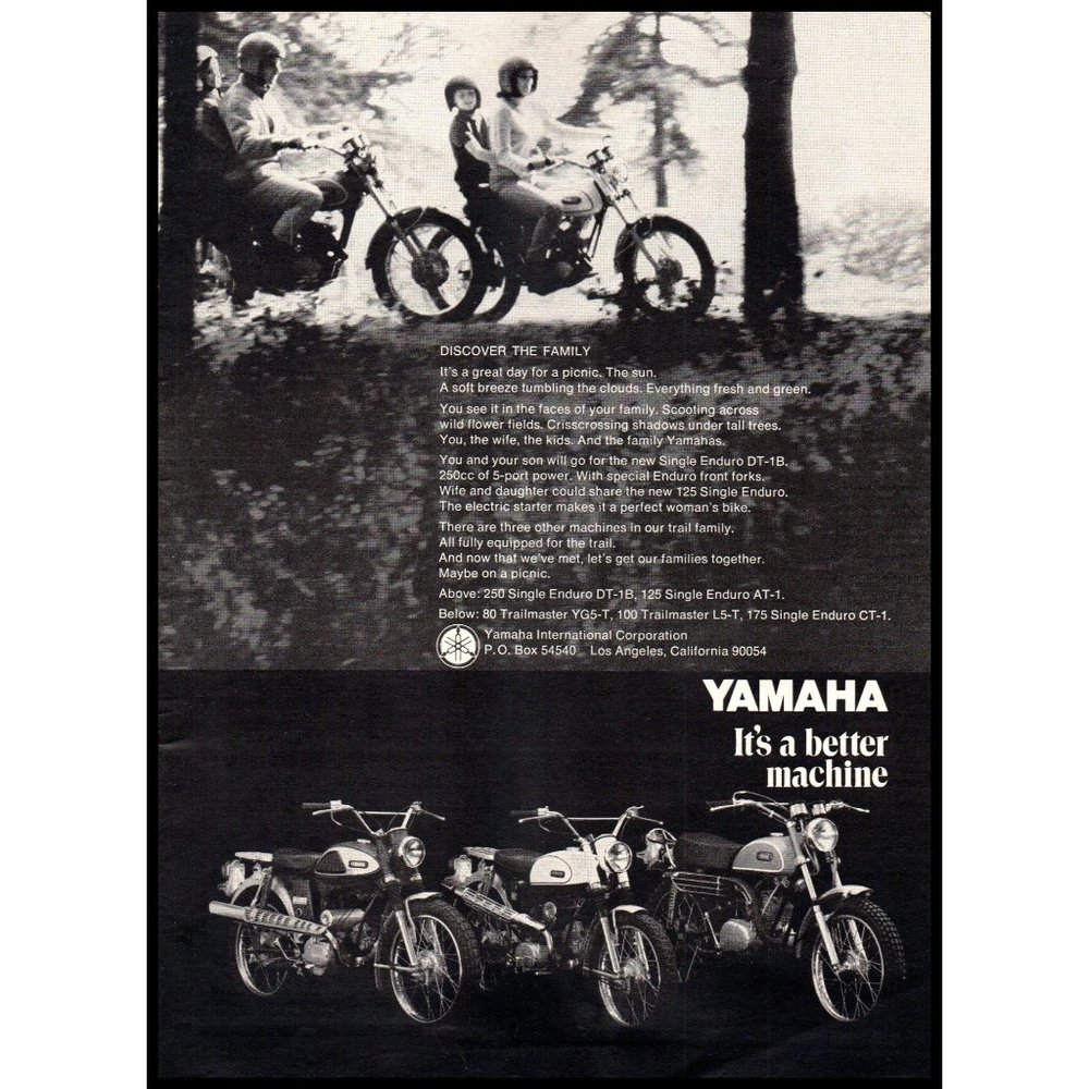 1969 Yamaha Enduro Sport Dirt Bike Motorcycle Vintage Print Ad Nature Wall Art